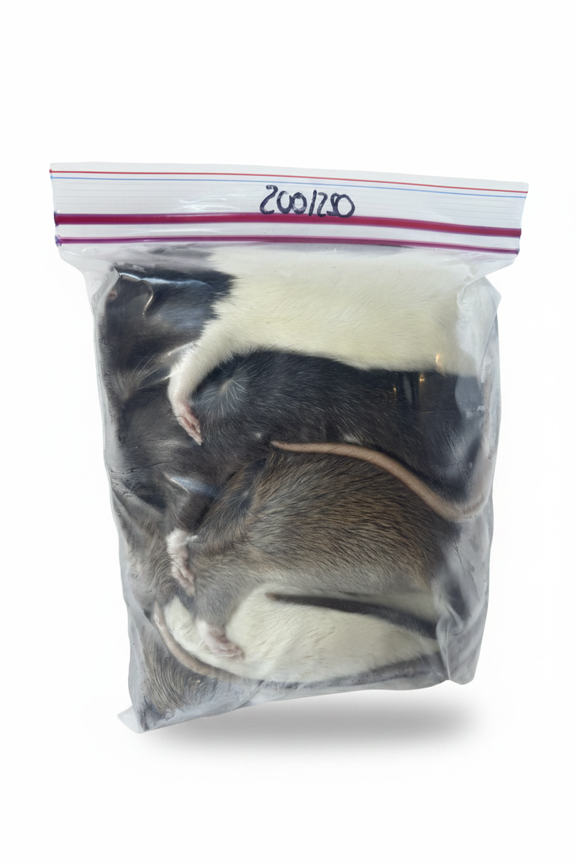 Sachet de rats sur fond blanc